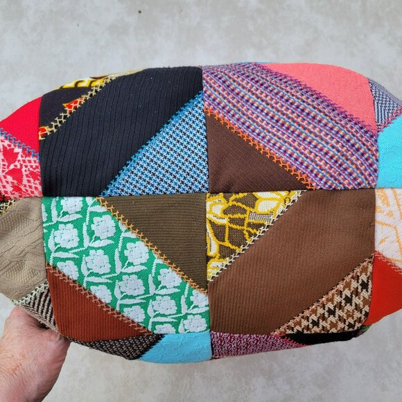 Vintage Crazy Quilt Throw Pillow Polyester 18x18 Handmade Patchwork Embroidered - Picture 5 of 16